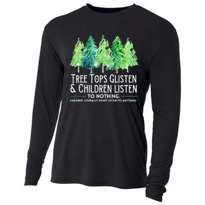 Treetops Glisten And Children Listen To Nothing Christmas Cooling Performance Long Sleeve Crew