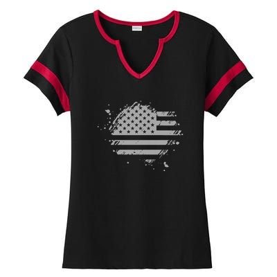 The Great American Flag Is In Our Hearts Ladies Halftime Notch Neck Tee