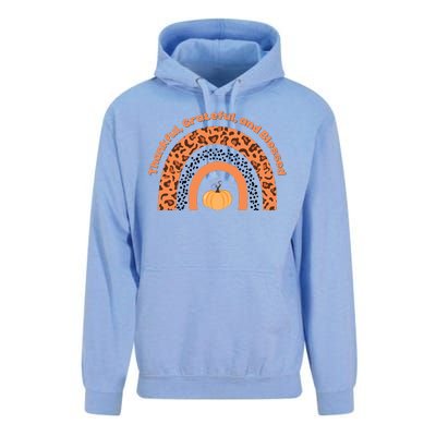 Thankful Grateful And Blessed Rainbow Pumpkin Fall Unisex Surf Hoodie