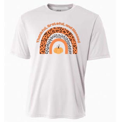 Thankful Grateful And Blessed Rainbow Pumpkin Fall Cooling Performance Crew T-Shirt