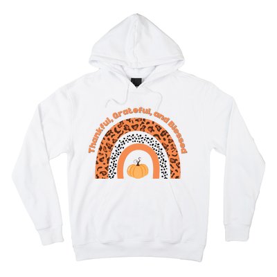 Thankful Grateful And Blessed Rainbow Pumpkin Fall Hoodie