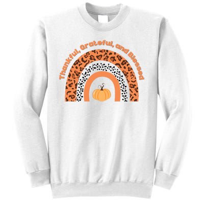 Thankful Grateful And Blessed Rainbow Pumpkin Fall Sweatshirt