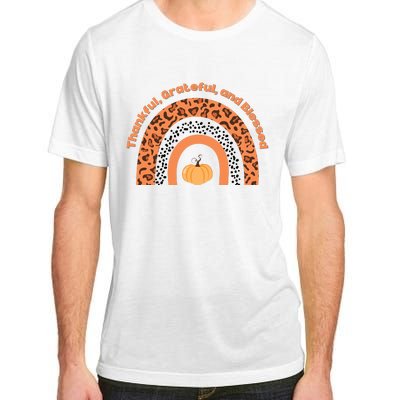 Thankful Grateful And Blessed Rainbow Pumpkin Fall Adult ChromaSoft Performance T-Shirt