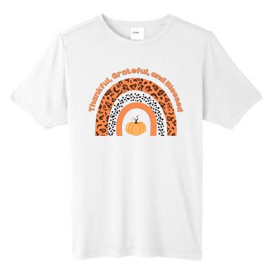 Thankful Grateful And Blessed Rainbow Pumpkin Fall Tall Fusion ChromaSoft Performance T-Shirt