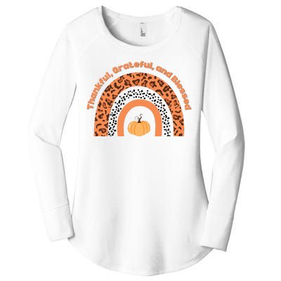 Thankful Grateful And Blessed Rainbow Pumpkin Fall Women's Perfect Tri Tunic Long Sleeve Shirt