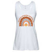 Thankful Grateful And Blessed Rainbow Pumpkin Fall Ladies Essential Flowy Tank