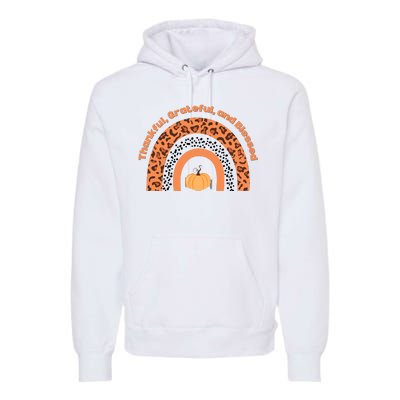 Thankful Grateful And Blessed Rainbow Pumpkin Fall Premium Hoodie