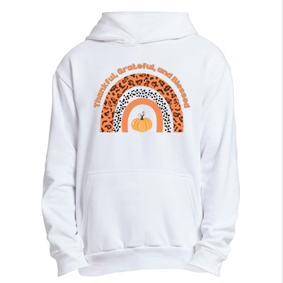 Thankful Grateful And Blessed Rainbow Pumpkin Fall Urban Pullover Hoodie