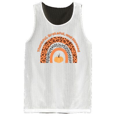 Thankful Grateful And Blessed Rainbow Pumpkin Fall Mesh Reversible Basketball Jersey Tank