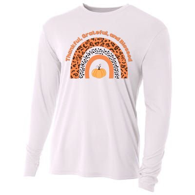 Thankful Grateful And Blessed Rainbow Pumpkin Fall Cooling Performance Long Sleeve Crew