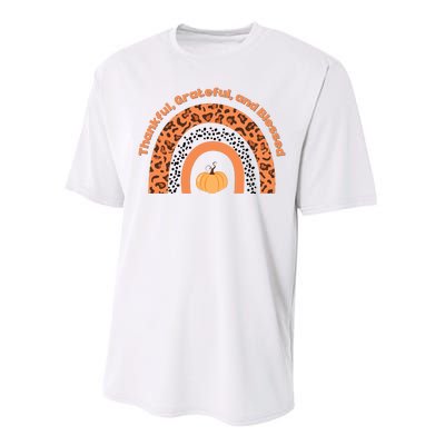 Thankful Grateful And Blessed Rainbow Pumpkin Fall Performance Sprint T-Shirt