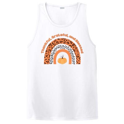 Thankful Grateful And Blessed Rainbow Pumpkin Fall PosiCharge Competitor Tank