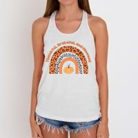 Thankful Grateful And Blessed Rainbow Pumpkin Fall Women's Knotted Racerback Tank