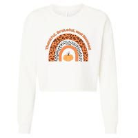 Thankful Grateful And Blessed Rainbow Pumpkin Fall Cropped Pullover Crew