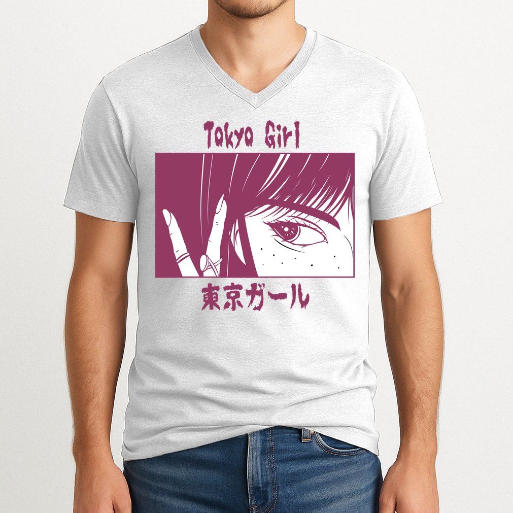 Tokyo Girl Anime V-Neck T-Shirt