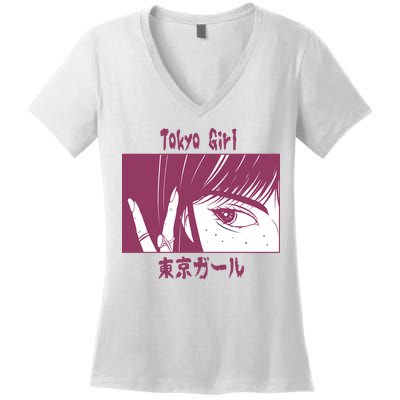 Tokyo Girl Anime Women's V-Neck T-Shirt