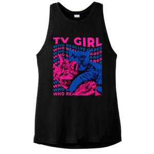 Tv Girl Album Frenchs Exit Who Really Cares Cat Tv Girl Ladies PosiCharge Tri-Blend Wicking Tank