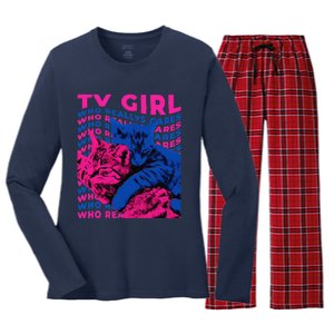 Tv Girl Album Frenchs Exit Who Really Cares Cat Tv Girl Women's Long Sleeve Flannel Pajama Set 