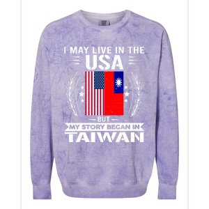 Taiwan Gift American And Taiwanese Flags Proud Taiwan Gift Colorblast Crewneck Sweatshirt