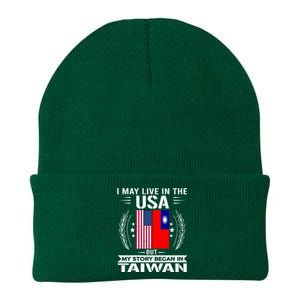 Taiwan Gift American And Taiwanese Flags Proud Taiwan Gift Knit Cap Winter Beanie