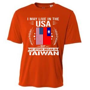 Taiwan Gift American And Taiwanese Flags Proud Taiwan Gift Cooling Performance Crew T-Shirt