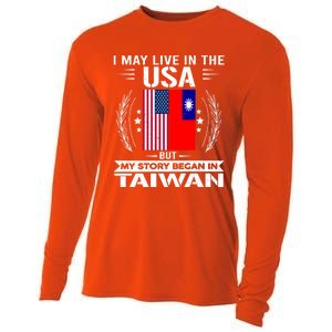 Taiwan Gift American And Taiwanese Flags Proud Taiwan Gift Cooling Performance Long Sleeve Crew