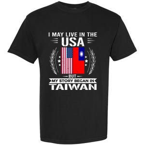 Taiwan Gift American And Taiwanese Flags Proud Taiwan Gift Garment-Dyed Heavyweight T-Shirt