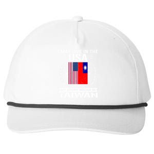 Taiwan Gift American And Taiwanese Flags Proud Taiwan Gift Snapback Five-Panel Rope Hat