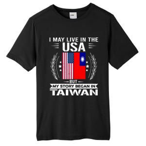 Taiwan Gift American And Taiwanese Flags Proud Taiwan Gift Tall Fusion ChromaSoft Performance T-Shirt