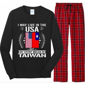 Taiwan Gift American And Taiwanese Flags Proud Taiwan Gift Long Sleeve Pajama Set