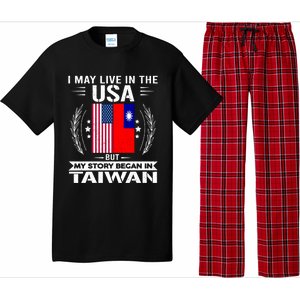 Taiwan Gift American And Taiwanese Flags Proud Taiwan Gift Pajama Set