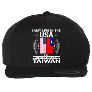 Taiwan Gift American And Taiwanese Flags Proud Taiwan Gift Wool Snapback Cap