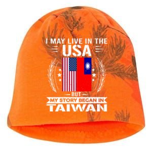 Taiwan Gift American And Taiwanese Flags Proud Taiwan Gift Kati - Camo Knit Beanie