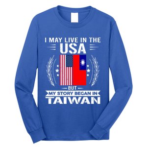 Taiwan Gift American And Taiwanese Flags Proud Taiwan Gift Long Sleeve Shirt