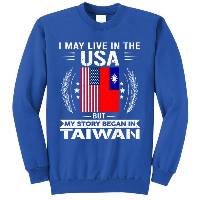 Taiwan Gift American And Taiwanese Flags Proud Taiwan Gift Sweatshirt