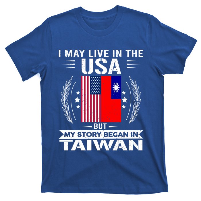 Taiwan Gift American And Taiwanese Flags Proud Taiwan Gift T-Shirt