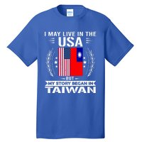 Taiwan Gift American And Taiwanese Flags Proud Taiwan Gift Tall T-Shirt