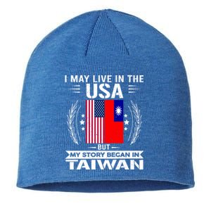 Taiwan Gift American And Taiwanese Flags Proud Taiwan Gift Sustainable Beanie