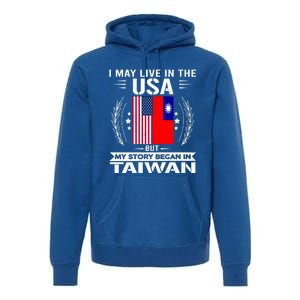 Taiwan Gift American And Taiwanese Flags Proud Taiwan Gift Premium Hoodie