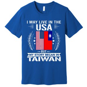 Taiwan Gift American And Taiwanese Flags Proud Taiwan Gift Premium T-Shirt