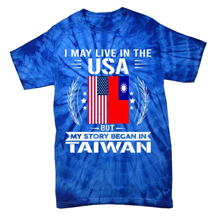 Taiwan Gift American And Taiwanese Flags Proud Taiwan Gift Tie-Dye T-Shirt