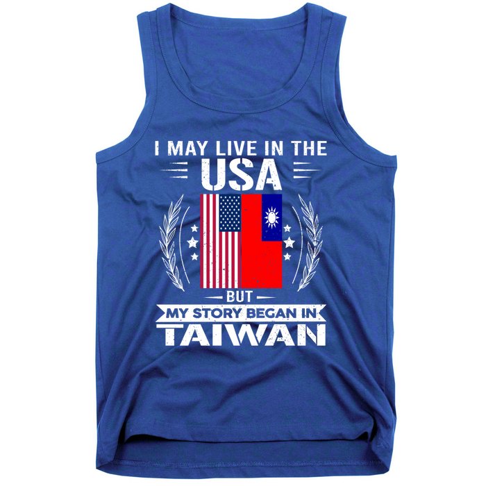 Taiwan Gift American And Taiwanese Flags Proud Taiwan Gift Tank Top