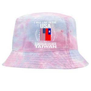 Taiwan Gift American And Taiwanese Flags Proud Taiwan Gift Tie-Dyed Bucket Hat