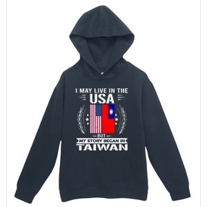 Taiwan Gift American And Taiwanese Flags Proud Taiwan Gift Urban Pullover Hoodie