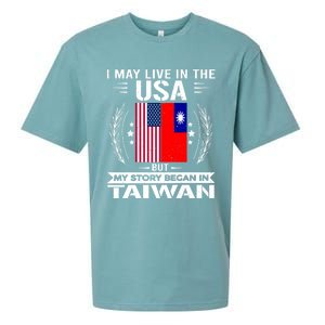 Taiwan Gift American And Taiwanese Flags Proud Taiwan Gift Sueded Cloud Jersey T-Shirt