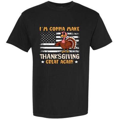 Thanksgiving Great Again Trump US Flag Garment-Dyed Heavyweight T-Shirt