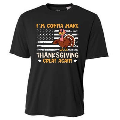 Thanksgiving Great Again Trump US Flag Cooling Performance Crew T-Shirt