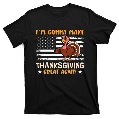 Thanksgiving Great Again Trump US Flag T-Shirt