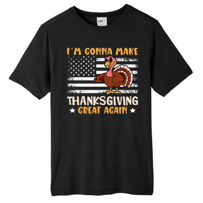 Thanksgiving Great Again Trump US Flag Tall Fusion ChromaSoft Performance T-Shirt