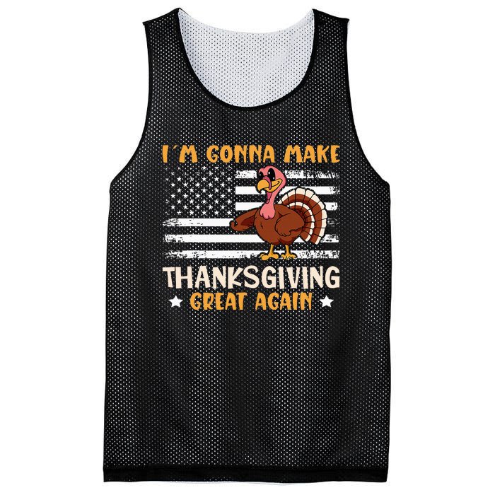 Thanksgiving Great Again Trump US Flag Mesh Reversible Basketball Jersey Tank